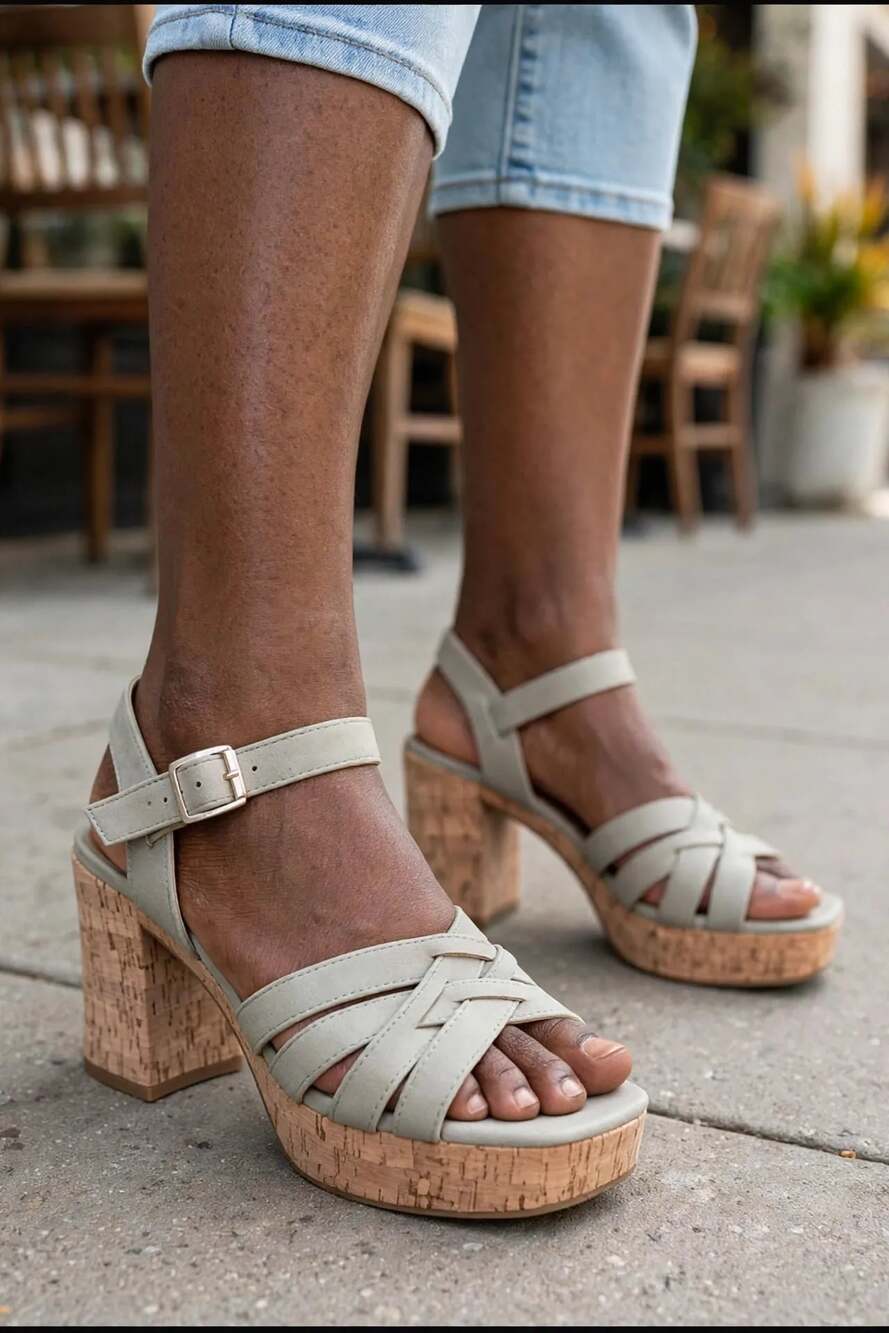 Indigo Rd. Strappy Cork Block Heel Platform Sandals